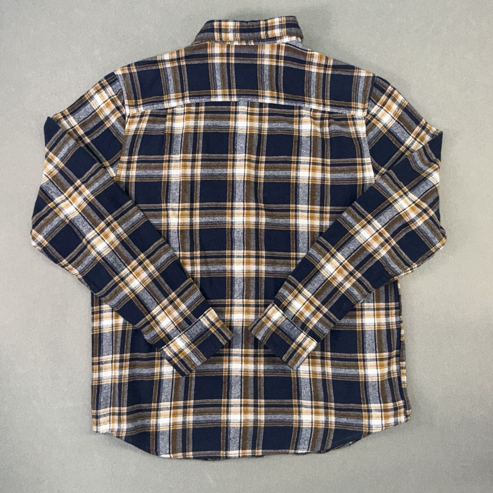 Men's Lucky Brand Long Sleeve Classic Fit Plaid Flannel Shirt Blue/Brown Size M - Picture 2 of 5